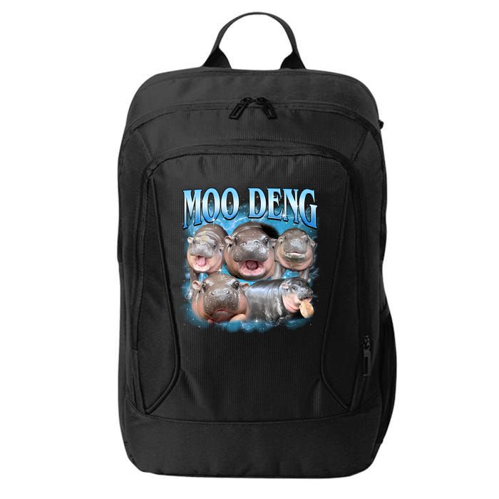 Blue Moo Deng Meme Hippo Funny City Backpack