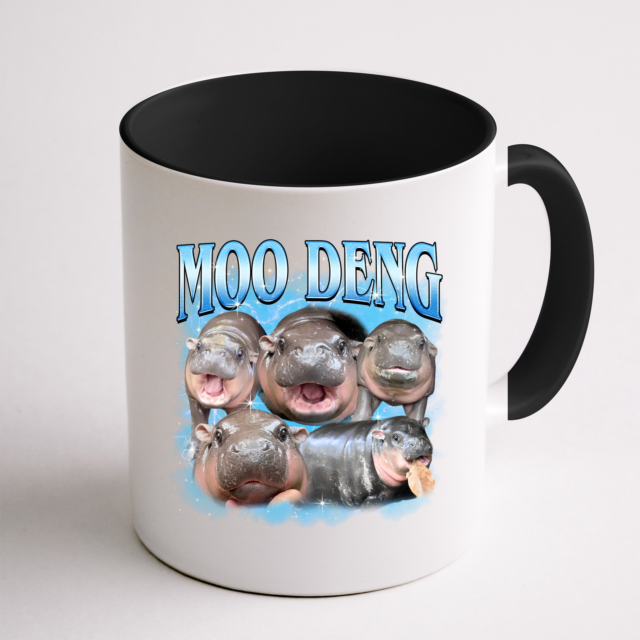 Blue Moo Deng Meme Hippo Funny Mug