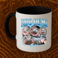 Blue Moo Deng Meme Hippo Funny Mug