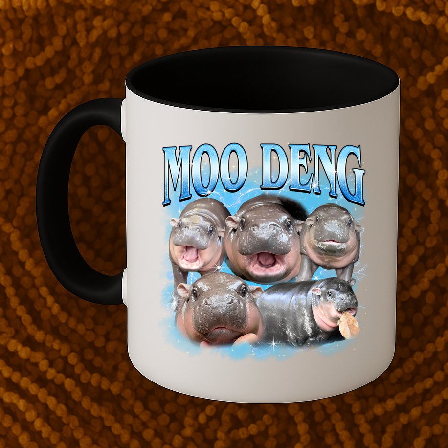 Blue Moo Deng Meme Hippo Funny Mug