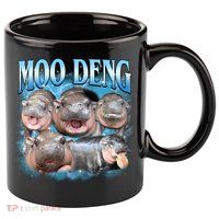 Blue Moo Deng Meme Hippo Funny 11oz C Handle Ceramic Mug