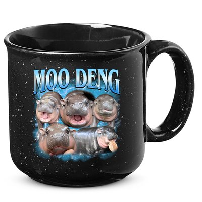 Blue Moo Deng Meme Hippo Funny 15oz Campfire Ceramic Mug