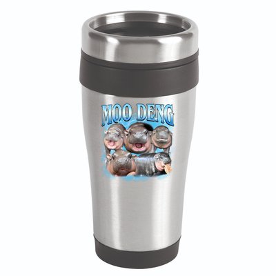 Blue Moo Deng Meme Hippo Funny 16oz Travel Tumbler