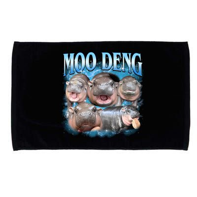 Blue Moo Deng Meme Hippo Funny Microfiber Hand Towel