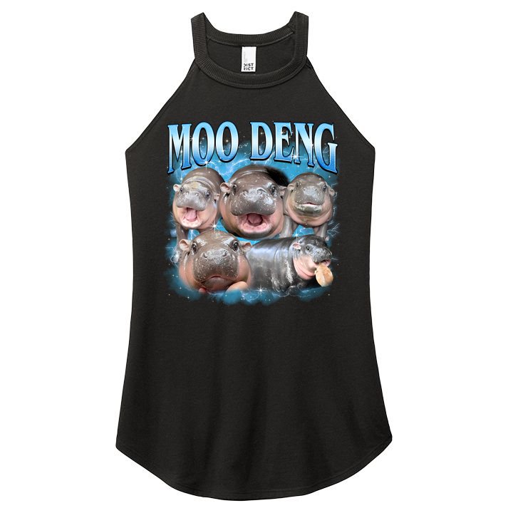 Blue Moo Deng Meme Hippo Funny Women's Perfect Tri Rocker Tank