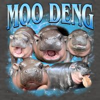 Blue Moo Deng Meme Hippo Funny Vector Backpack