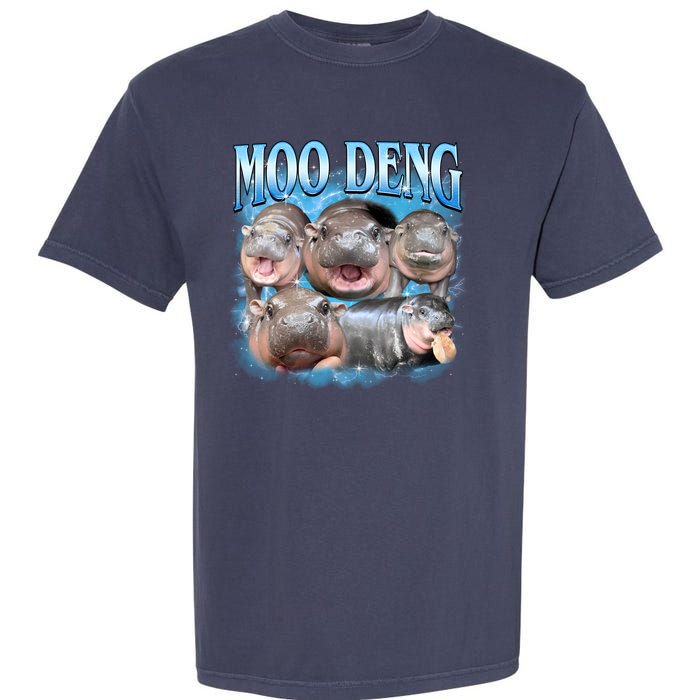 Blue Moo Deng Meme Hippo Funny Garment-Dyed Heavyweight T-Shirt