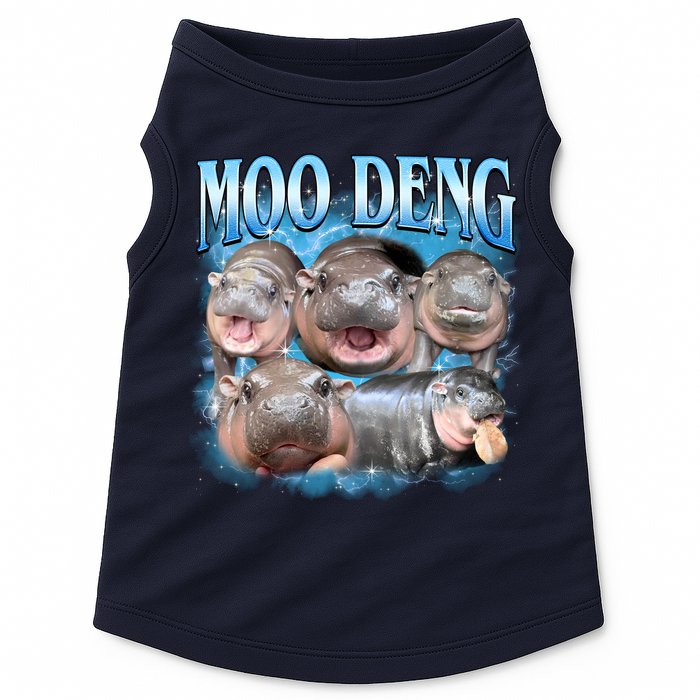 Blue Moo Deng Meme Hippo Funny Doggie Tank