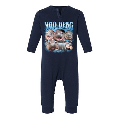 Blue Moo Deng Meme Hippo Funny Infant Fleece One Piece