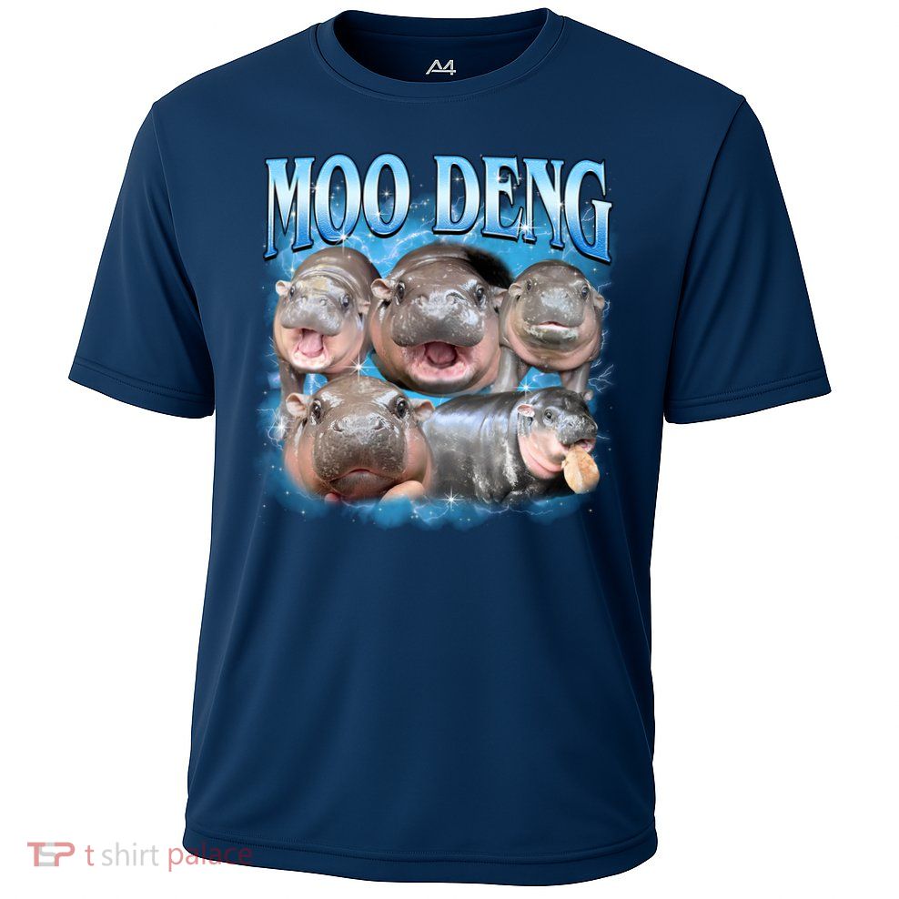 Blue Moo Deng Meme Hippo Funny Cooling Performance Crew T-Shirt