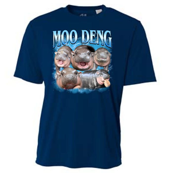 Blue Moo Deng Meme Hippo Funny Cooling Performance Crew T-Shirt