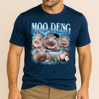 Blue Moo Deng Meme Hippo Funny Performance Shirt