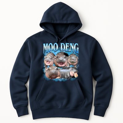 Blue Moo Deng Meme Hippo Funny Hoodie