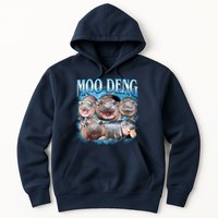 Blue Moo Deng Meme Hippo Funny Hoodie