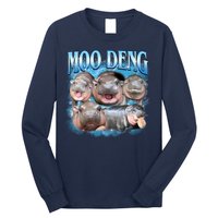 Blue Moo Deng Meme Hippo Funny Long Sleeve Shirt