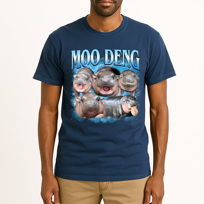 Blue Moo Deng Meme Hippo Funny Tall T-Shirt