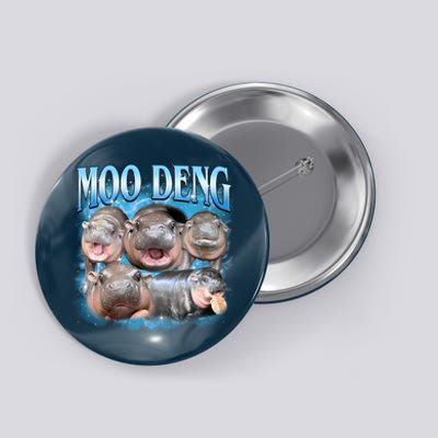 Blue Moo Deng Meme Hippo Funny Button