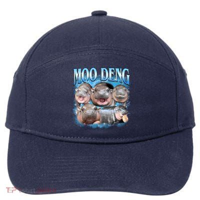 Blue Moo Deng Meme Hippo Funny 7-Panel Snapback Hat
