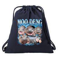 Blue Moo Deng Meme Hippo Funny Drawstring Bag