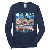 Blue Moo Deng Meme Hippo Funny Tall Long Sleeve T-Shirt
