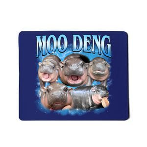 Blue Moo Deng Meme Hippo Funny Mousepad