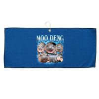 Blue Moo Deng Meme Hippo Funny Large Microfiber Waffle Golf Towel