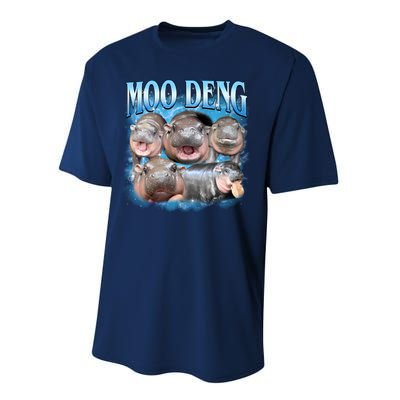 Blue Moo Deng Meme Hippo Funny Performance Sprint T-Shirt