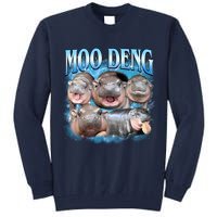 Blue Moo Deng Meme Hippo Funny Tall Sweatshirt