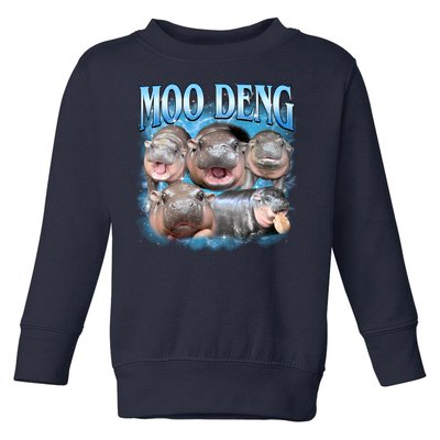 Blue Moo Deng Meme Hippo Funny Toddler Sweatshirt