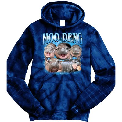 Blue Moo Deng Meme Hippo Funny Tie Dye Hoodie