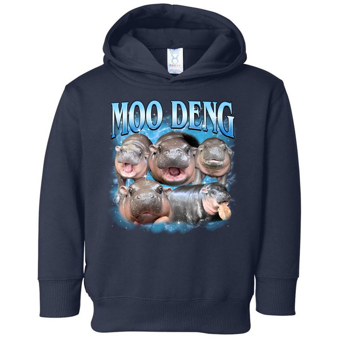 Blue Moo Deng Meme Hippo Funny Toddler Hoodie