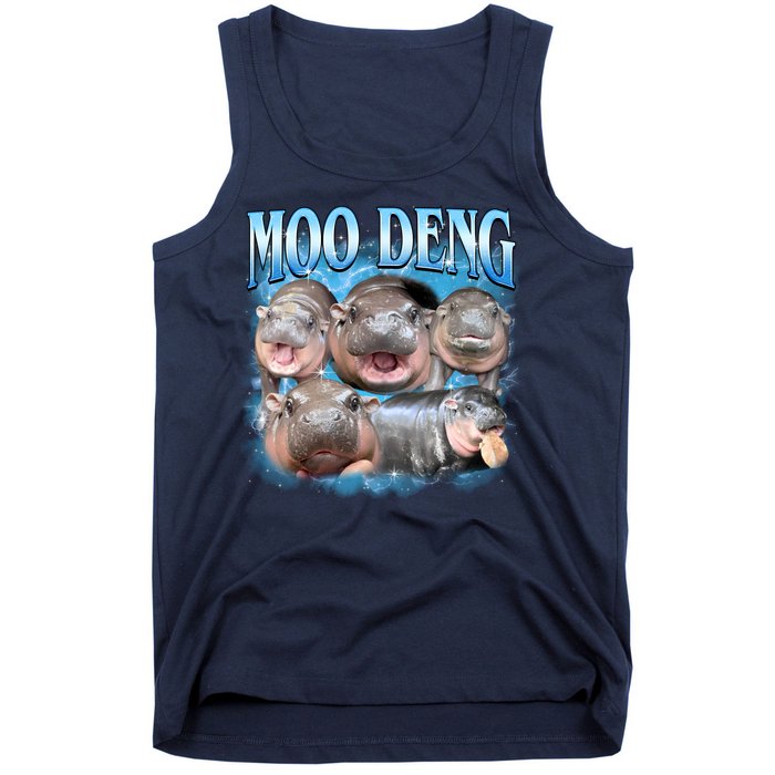 Blue Moo Deng Meme Hippo Funny Tank Top