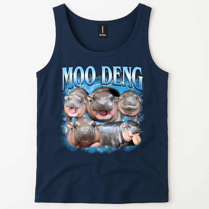 Blue Moo Deng Meme Hippo Funny Tank Top