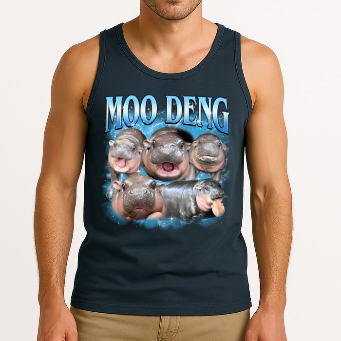 Blue Moo Deng Meme Hippo Funny Tank Top