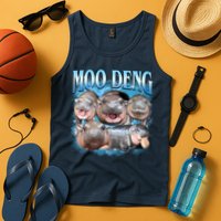 Blue Moo Deng Meme Hippo Funny Tank Top