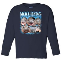 Blue Moo Deng Meme Hippo Funny Toddler Long Sleeve Shirt