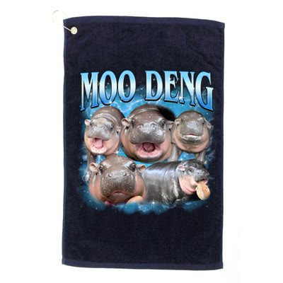 Blue Moo Deng Meme Hippo Funny Platinum Collection Golf Towel