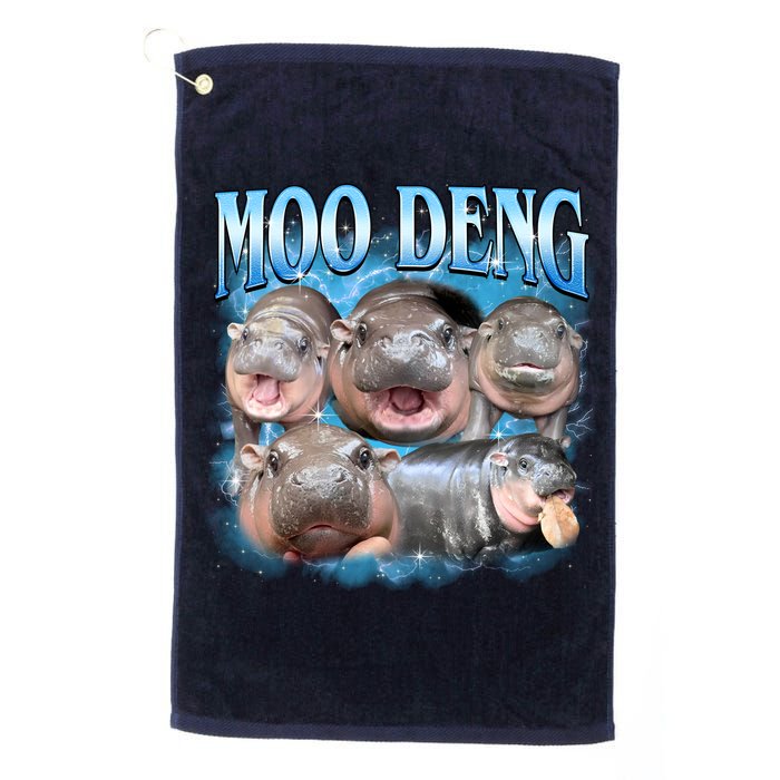 Blue Moo Deng Meme Hippo Funny Golf Towel
