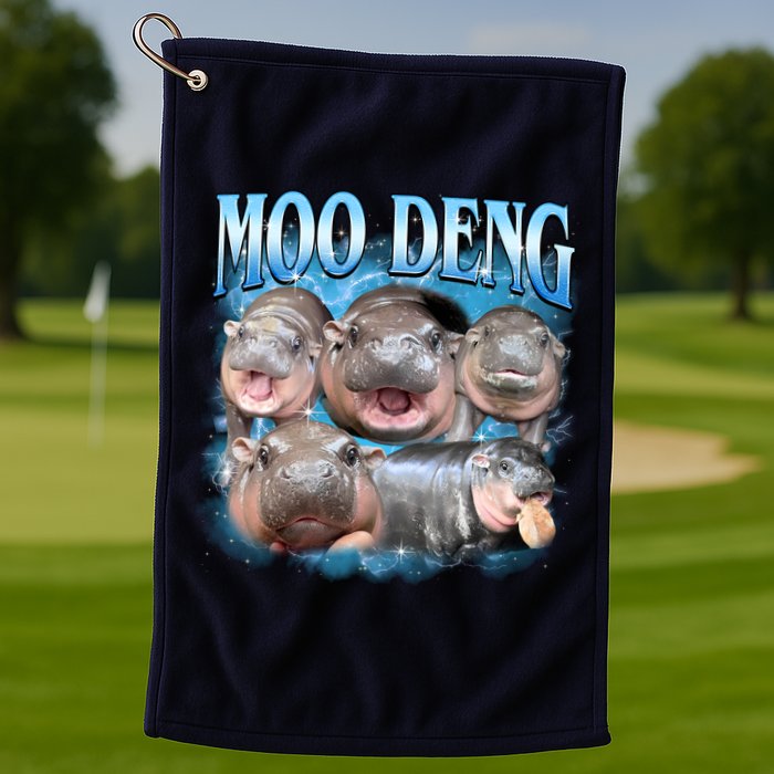 Blue Moo Deng Meme Hippo Funny Golf Towel