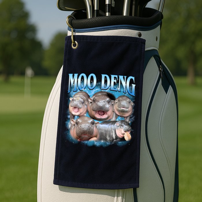 Blue Moo Deng Meme Hippo Funny Golf Towel