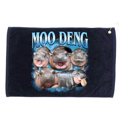 Blue Moo Deng Meme Hippo Funny Grommeted Golf Towel