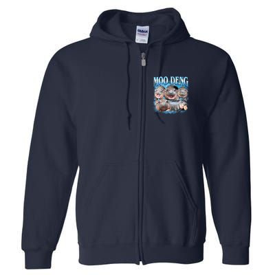 Blue Moo Deng Meme Hippo Funny Full Zip Hoodie
