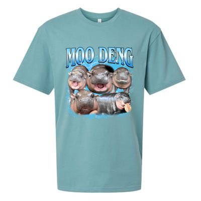 Blue Moo Deng Meme Hippo Funny Sueded Cloud Jersey T-Shirt
