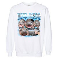 Blue Moo Deng Meme Hippo Funny Garment-Dyed Sweatshirt