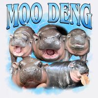 Blue Moo Deng Meme Hippo Funny Garment-Dyed Sweatshirt