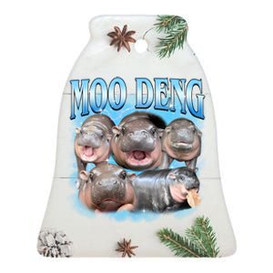 Blue Moo Deng Meme Hippo Funny Ceramic Bell Ornament