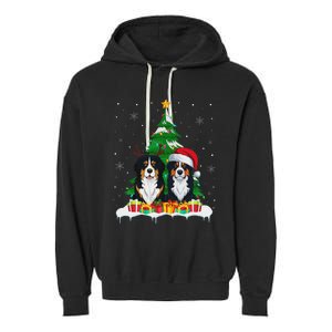 Bernese Mountain Dog Christmas Tree Lights Santa Reindeer Pj Garment-Dyed Fleece Hoodie