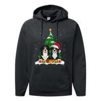 Bernese Mountain Dog Christmas Tree Lights Santa Reindeer Pj Performance Fleece Hoodie