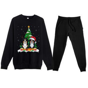 Bernese Mountain Dog Christmas Tree Lights Santa Reindeer Pj Premium Crewneck Sweatsuit Set