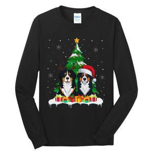 Bernese Mountain Dog Christmas Tree Lights Santa Reindeer Pj Tall Long Sleeve T-Shirt